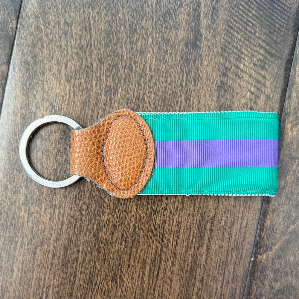 Preppy grosgrain keychain - green/purple